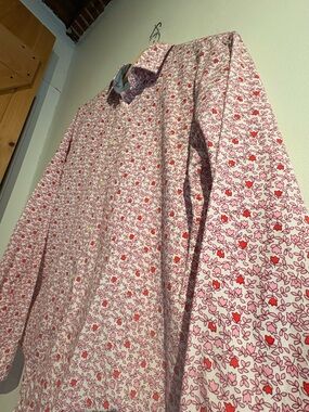 Floral pink men’s button up shirt